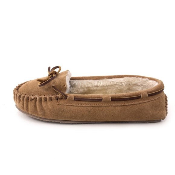 Minnetonka Pile Lined Hardsole Moccasin Slippers 8M - Picture 1 of 12